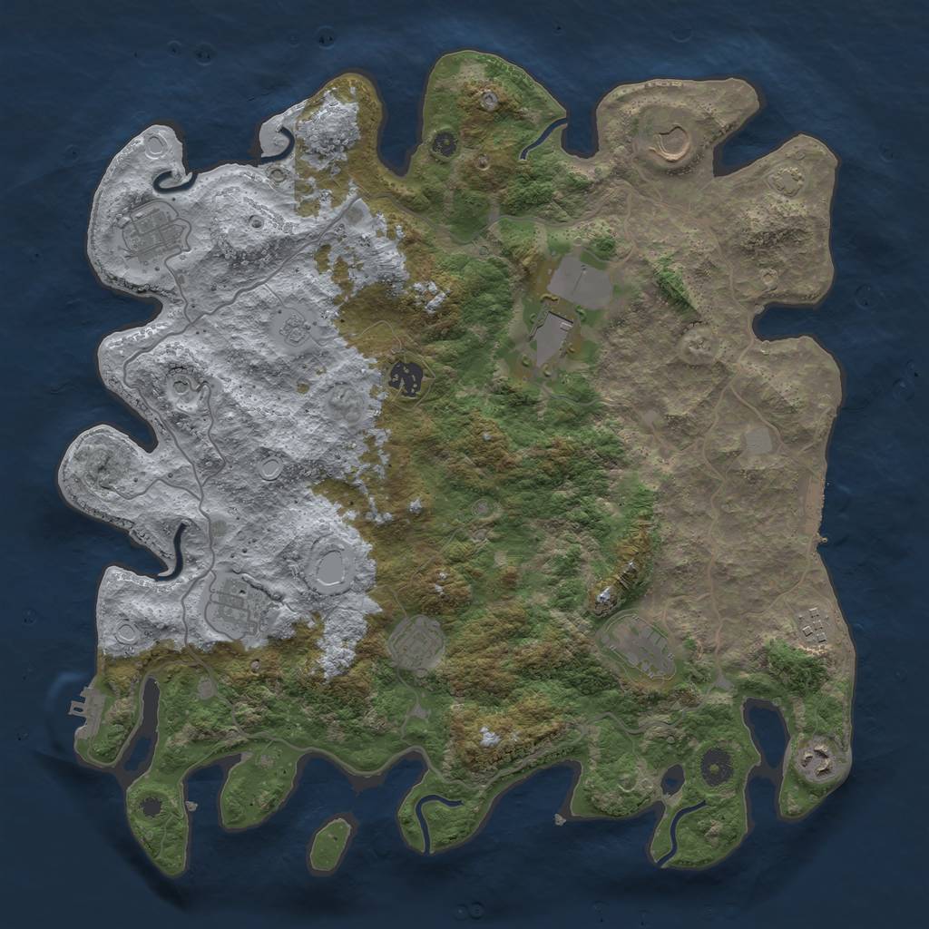 Rust Map: Procedural Map, Size: 4000, Seed: 838728159, 17 Monuments