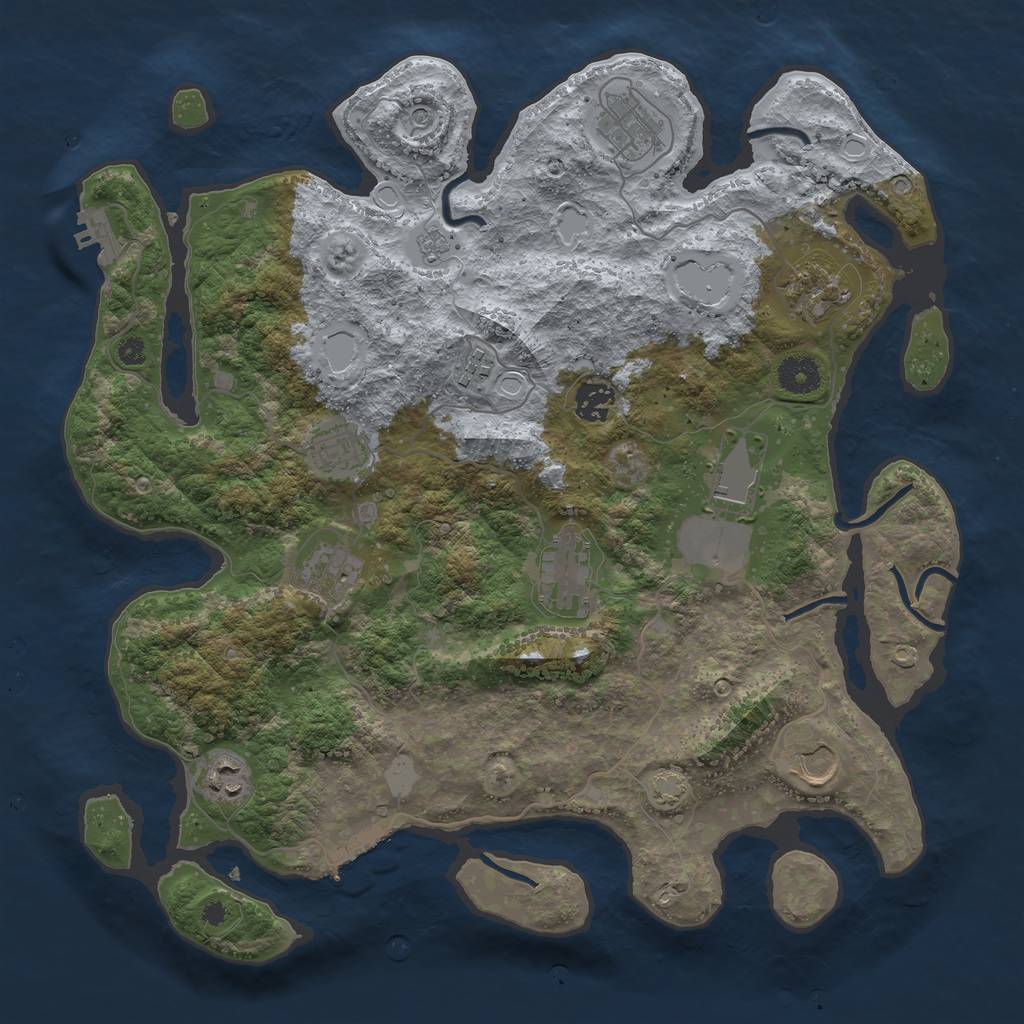 Rust Map: Procedural Map, Size: 3800, Seed: 5691679, 18 Monuments