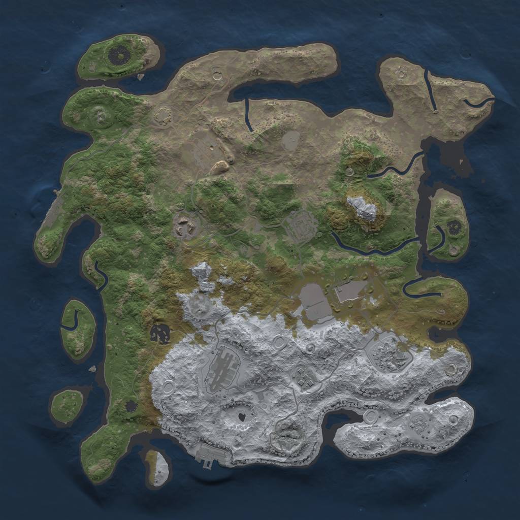 Rust Map: Procedural Map, Size: 3700, Seed: 167890584, 16 Monuments