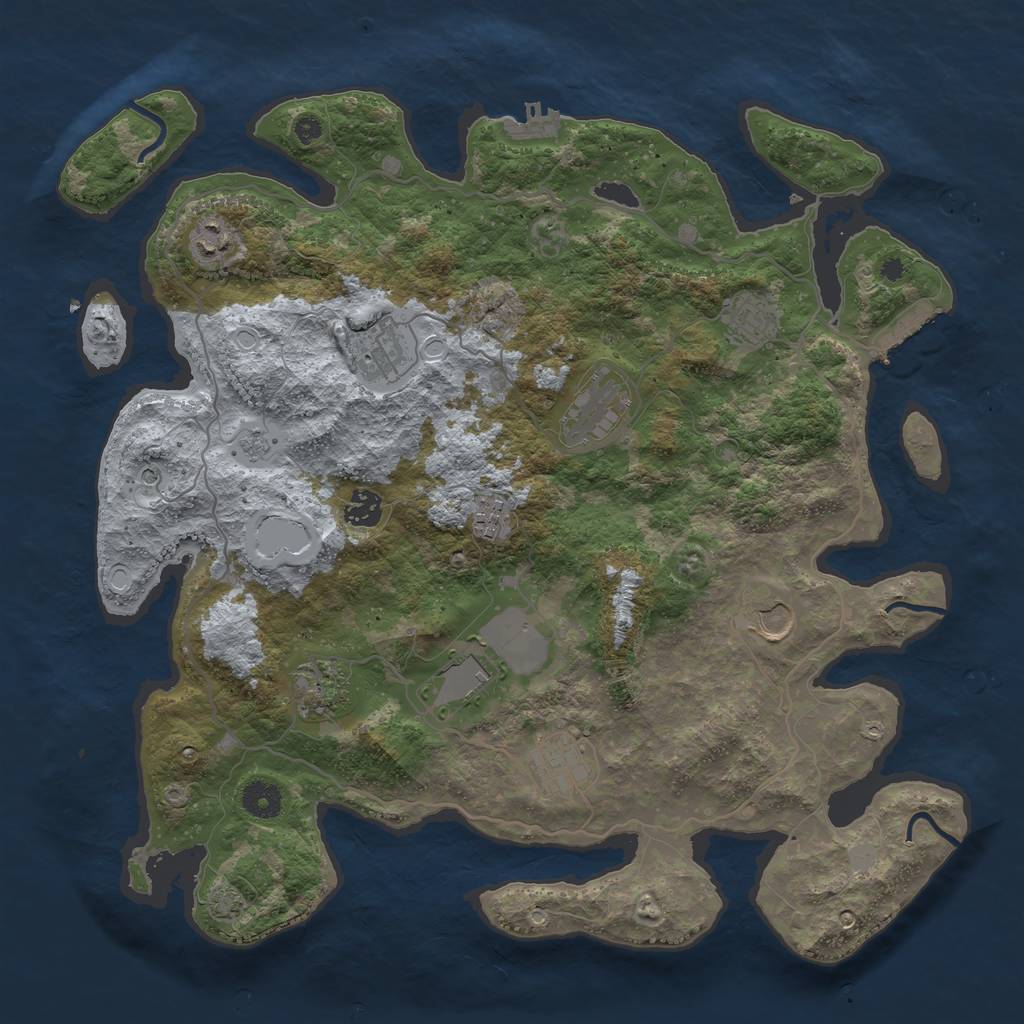 Rust Map: Procedural Map, Size: 4000, Seed: 1429038126, 18 Monuments