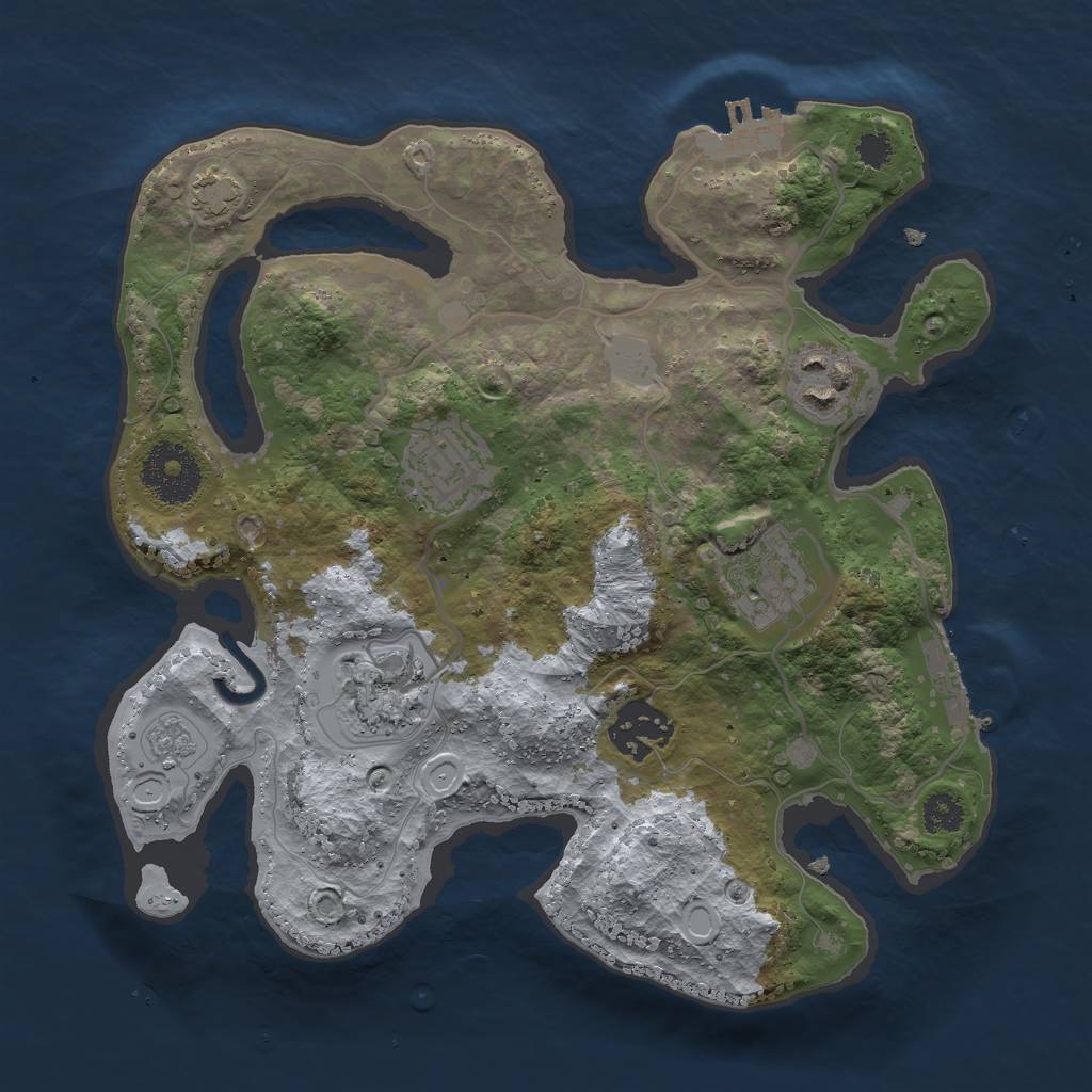 Rust Map: Procedural Map, Size: 2750, Seed: 70000, 12 Monuments