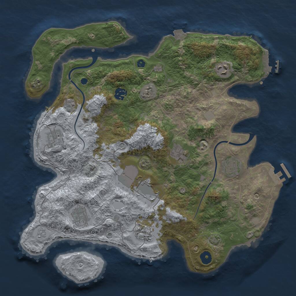 Rust Map: Procedural Map, Size: 3650, Seed: 17132757, 15 Monuments