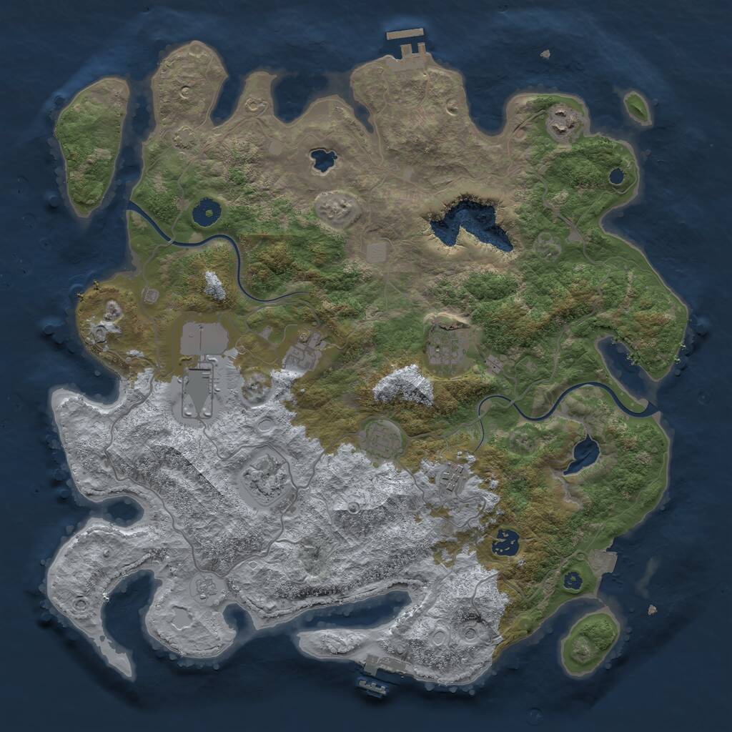 Rust Map: Procedural Map, Size: 4000, Seed: 27986442, 14 Monuments