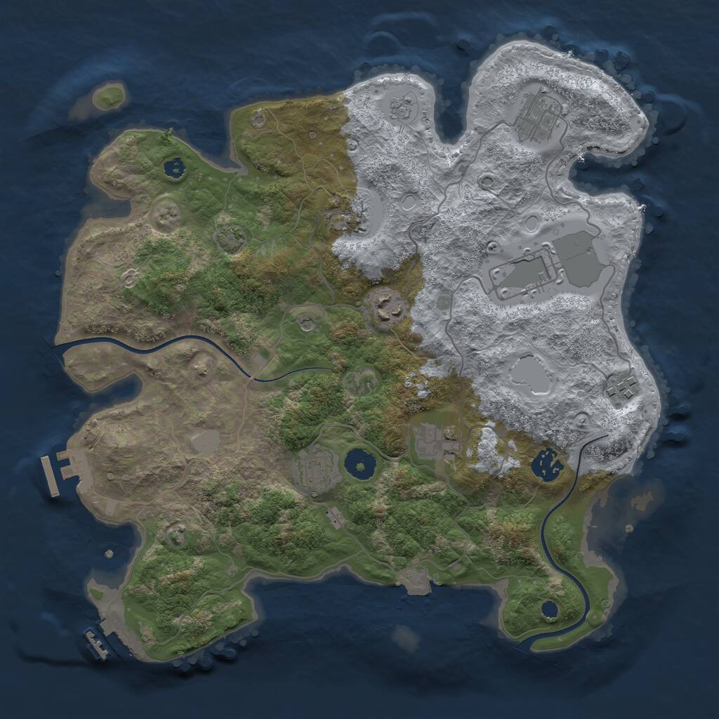 Rust Map: Procedural Map, Size: 3500, Seed: 37979672, 14 Monuments
