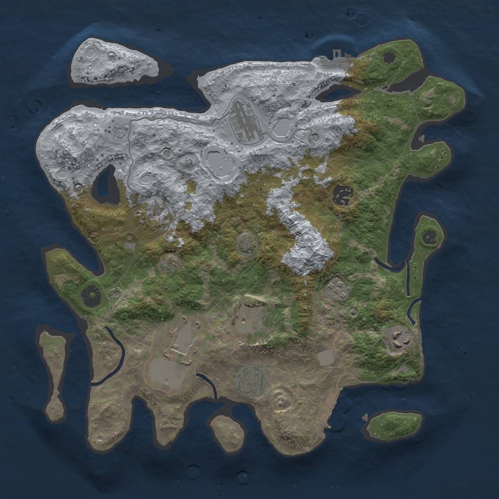 Rust Map: Procedural Map, Size: 3600, Seed: 36119202, 16 Monuments