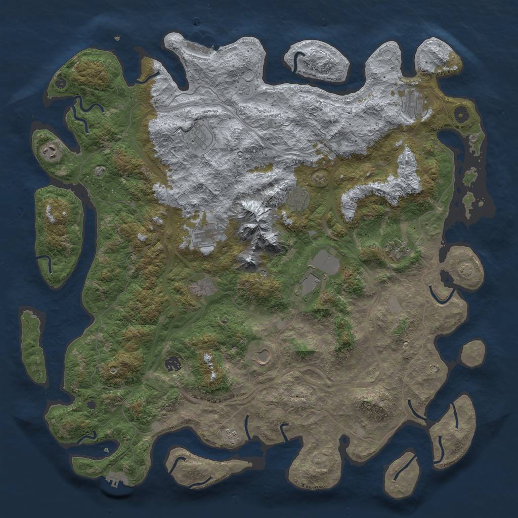 Rust Map: Procedural Map, Size: 5000, Seed: 690985384, 19 Monuments