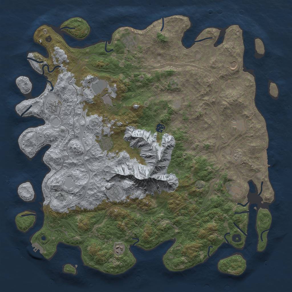 Rust Map: Procedural Map, Size: 5000, Seed: 842925089, 19 Monuments