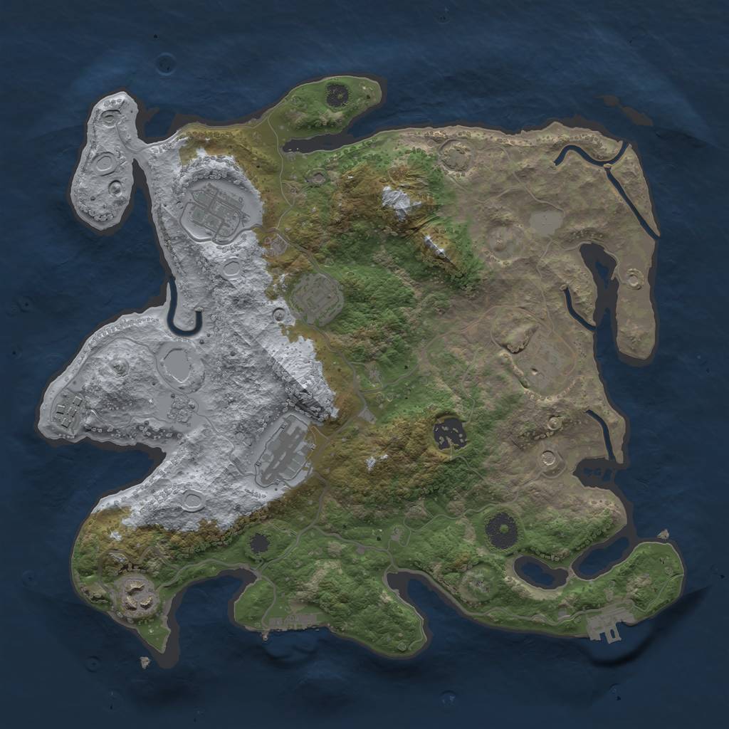 Rust Map: Procedural Map, Size: 3300, Seed: 1687583032, 15 Monuments