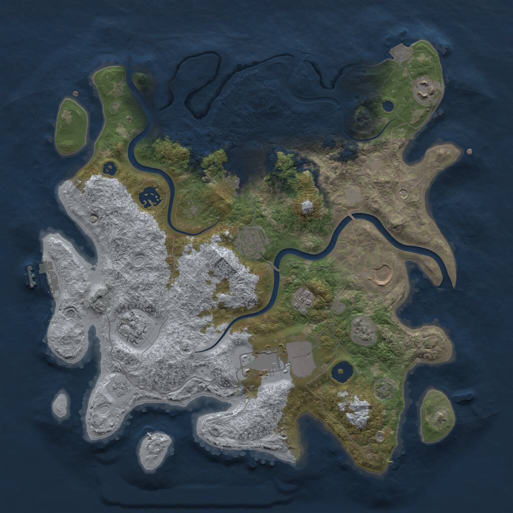Rust Map: Procedural Map, Size: 3700, Seed: 122805, 13 Monuments