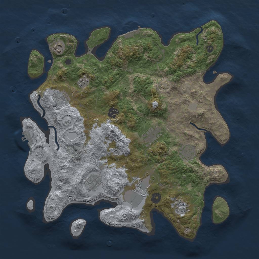 Rust Map: Procedural Map, Size: 3700, Seed: 122805, 17 Monuments