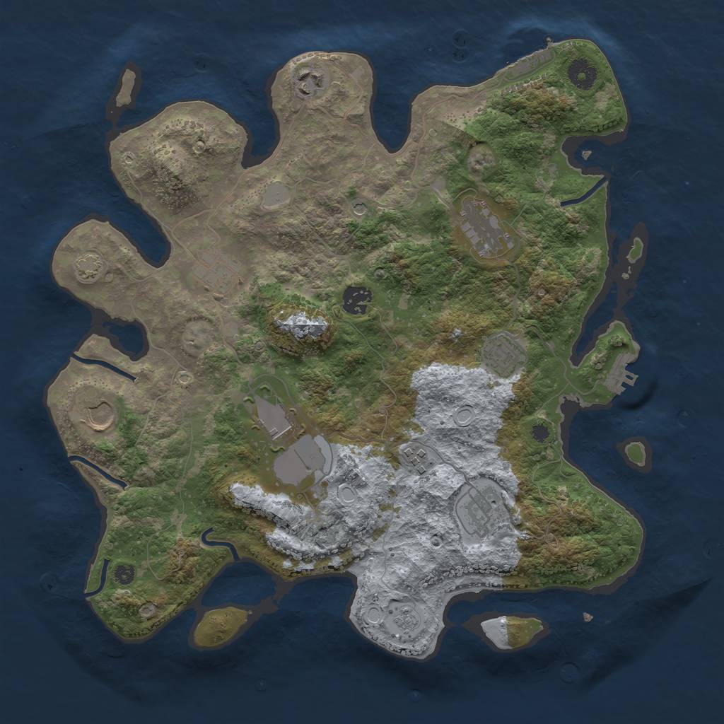 Rust Map: Procedural Map, Size: 3700, Seed: 55634322, 17 Monuments