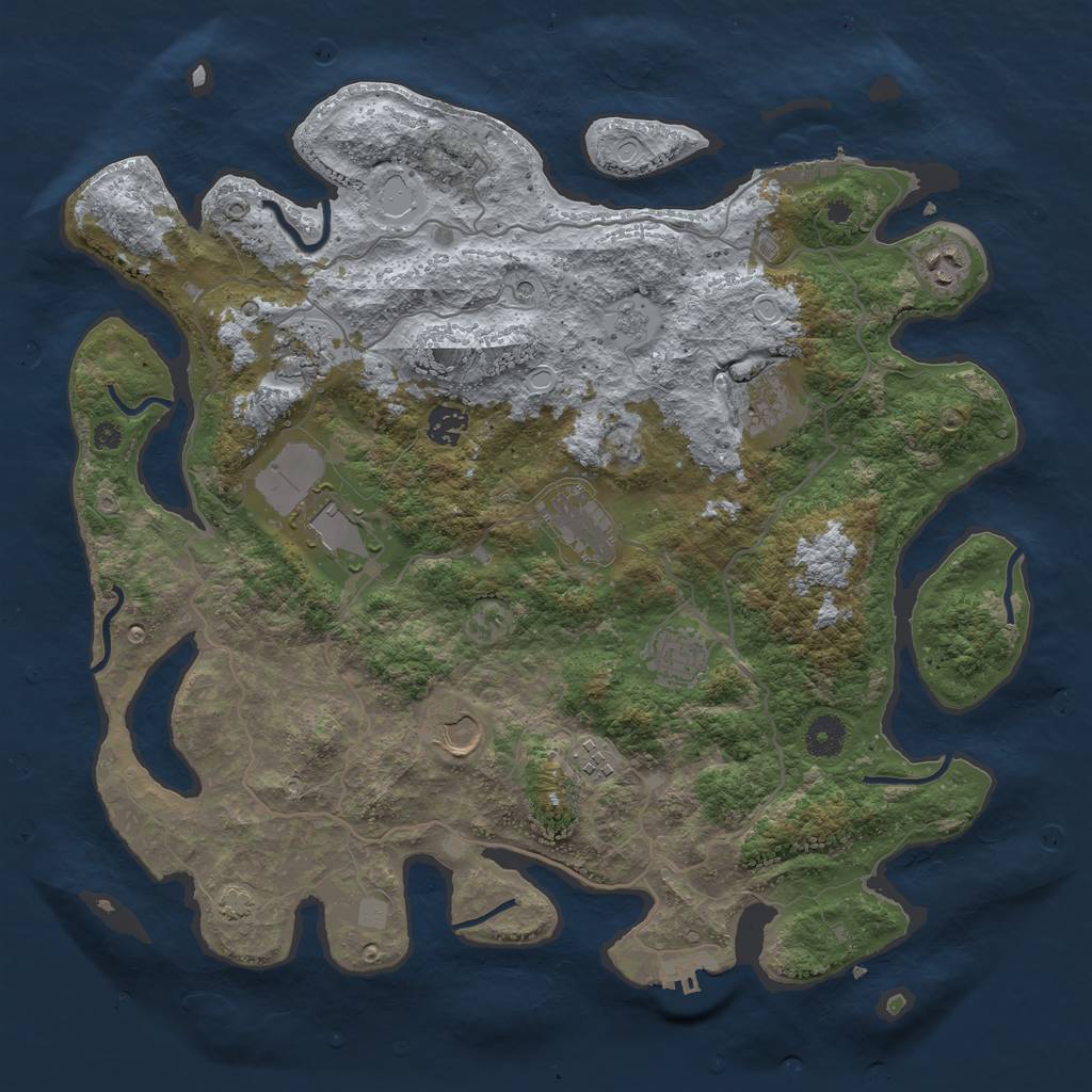 Rust Map: Procedural Map, Size: 4000, Seed: 43447274, 17 Monuments