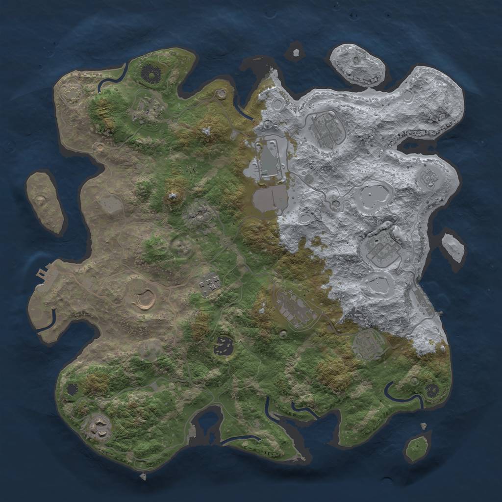 Rust Map: Procedural Map, Size: 3750, Seed: 42449155, 18 Monuments