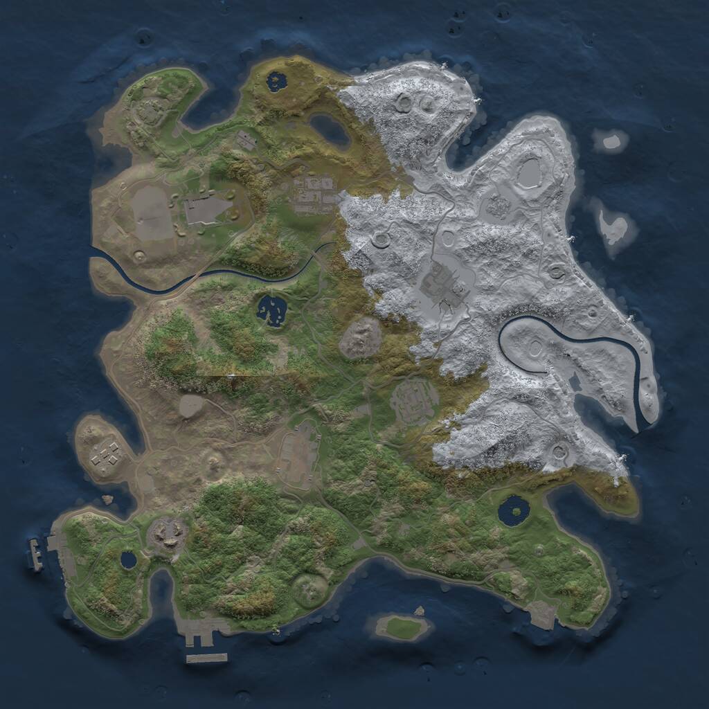 Rust Map: Procedural Map, Size: 3500, Seed: 307986287, 14 Monuments