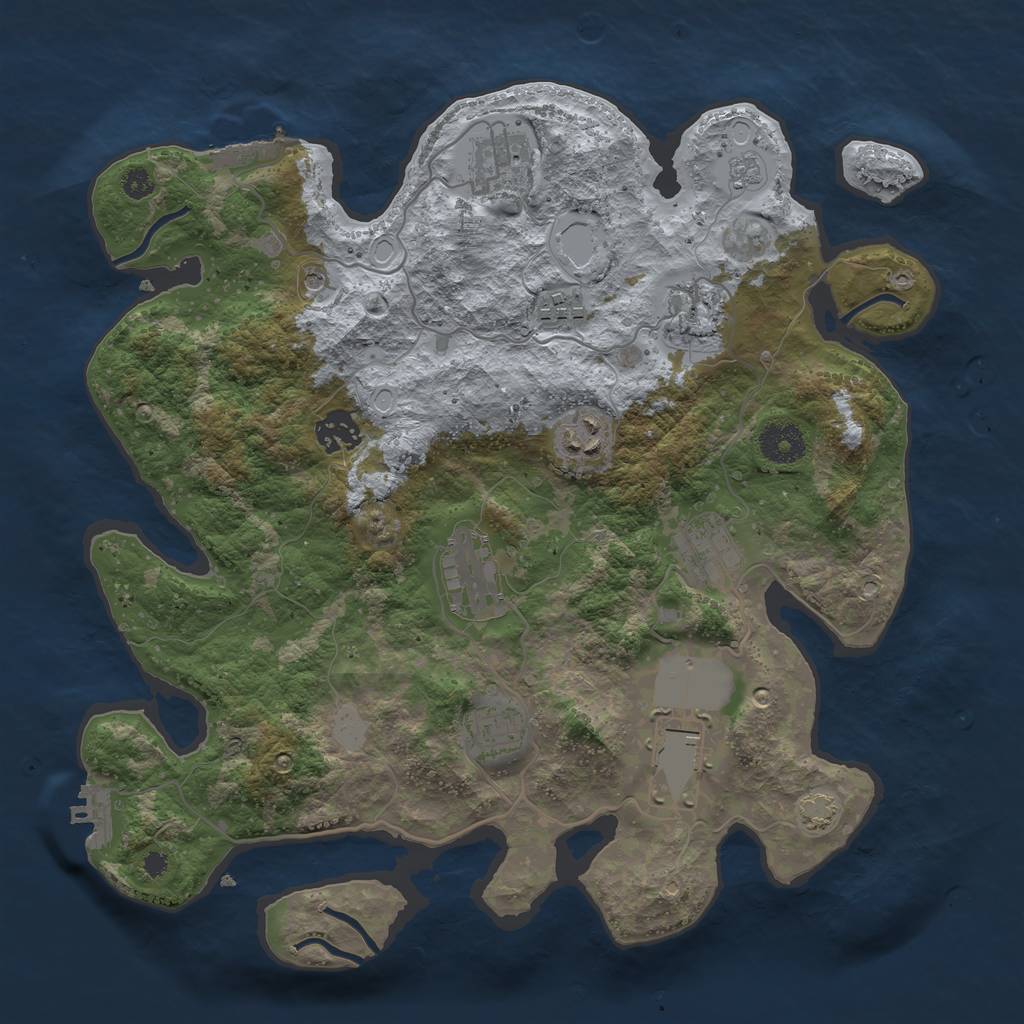 Rust Map: Procedural Map, Size: 3500, Seed: 1131205861, 17 Monuments