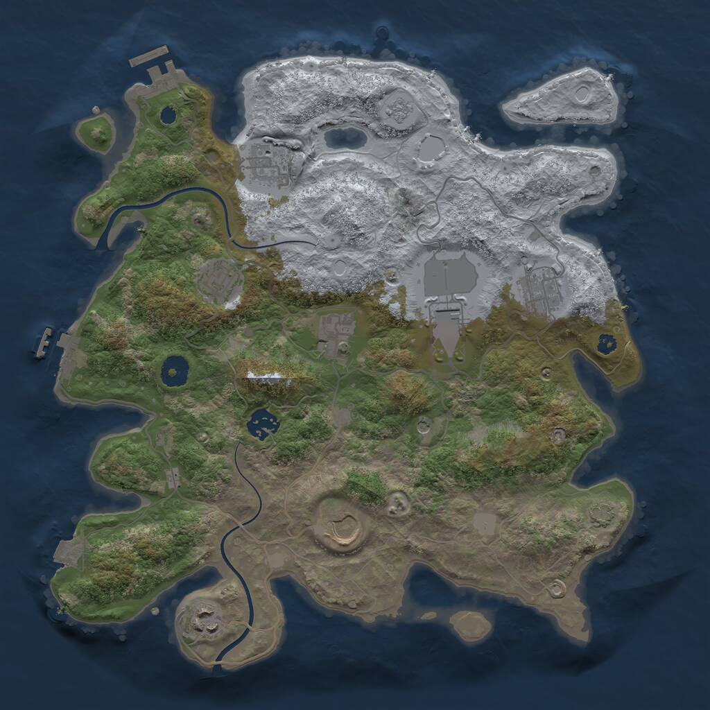 Rust Map: Procedural Map, Size: 3550, Seed: 264485, 14 Monuments