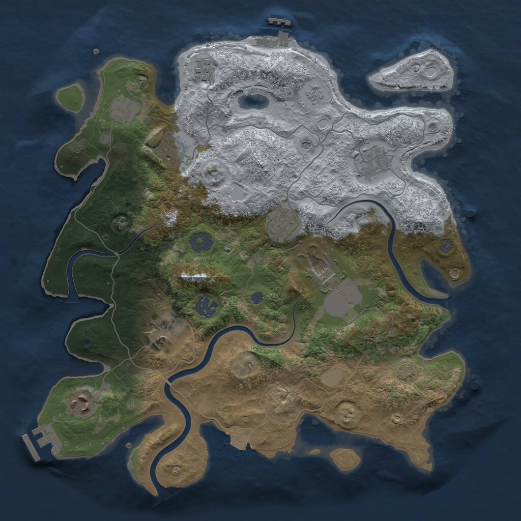 Rust Map: Procedural Map, Size: 3550, Seed: 264485, 16 Monuments