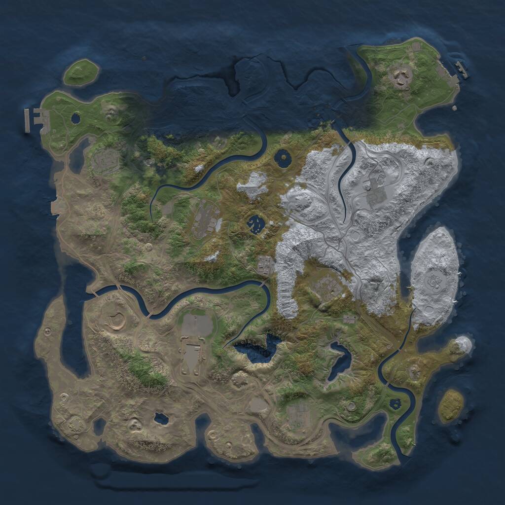 Rust Map: Procedural Map, Size: 4300, Seed: 741048, 16 Monuments