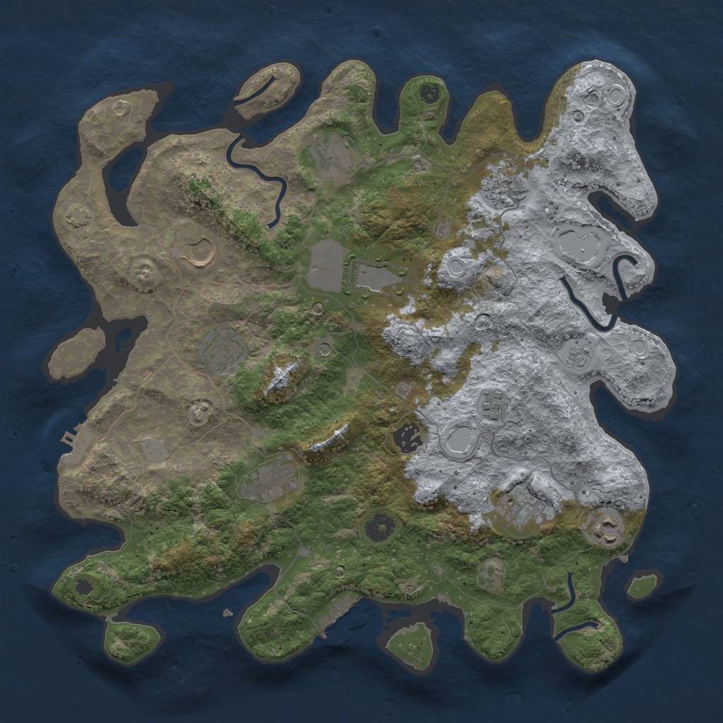Rust Map: Procedural Map, Size: 3800, Seed: 79958487, 18 Monuments