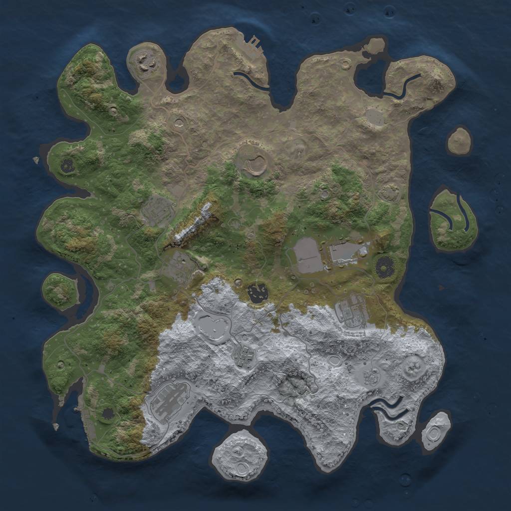 Rust Map: Procedural Map, Size: 3750, Seed: 81797133, 17 Monuments