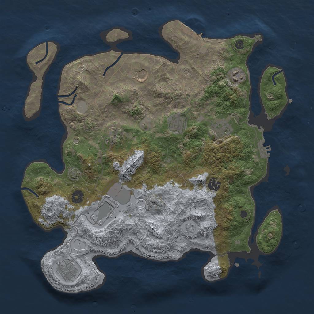 Rust Map: Procedural Map, Size: 3650, Seed: 20068925, 16 Monuments