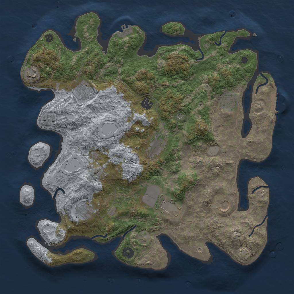 Rust Map: Procedural Map, Size: 3850, Seed: 21499539, 17 Monuments