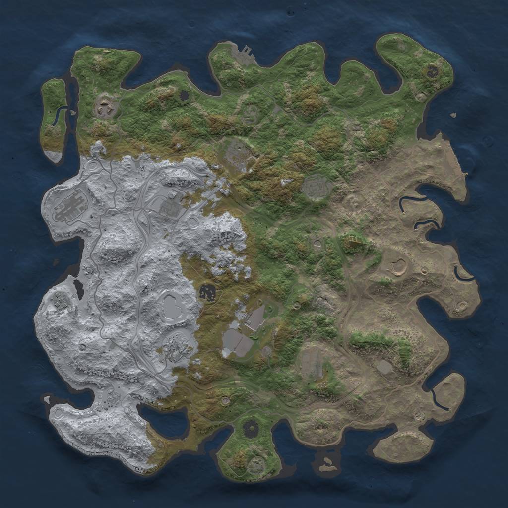 Rust Map: Procedural Map, Size: 4400, Seed: 49163028, 19 Monuments