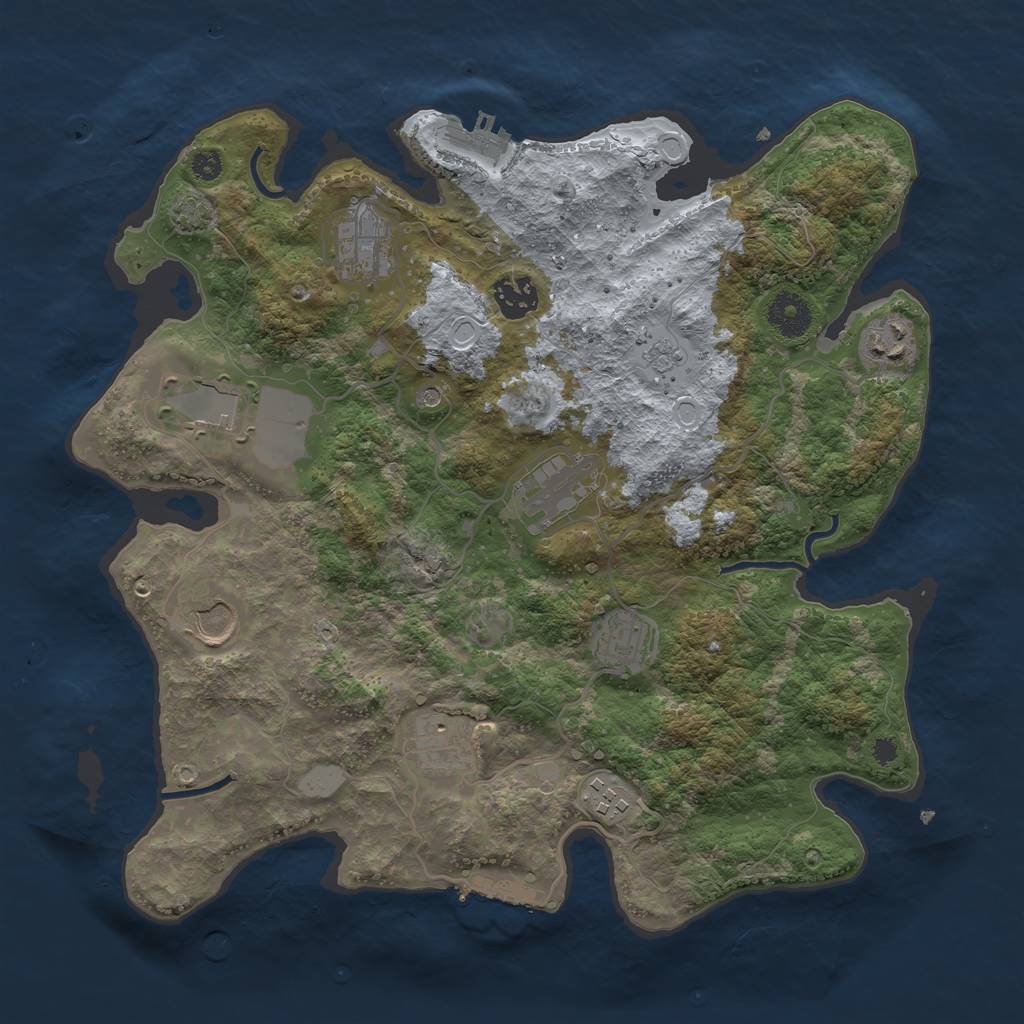 Rust Map: Procedural Map, Size: 3500, Seed: 2875330, 17 Monuments