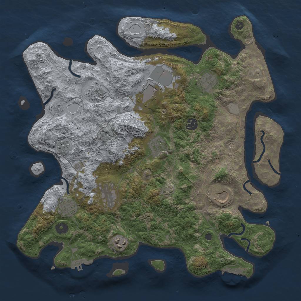 Rust Map: Procedural Map, Size: 3700, Seed: 45631449, 18 Monuments