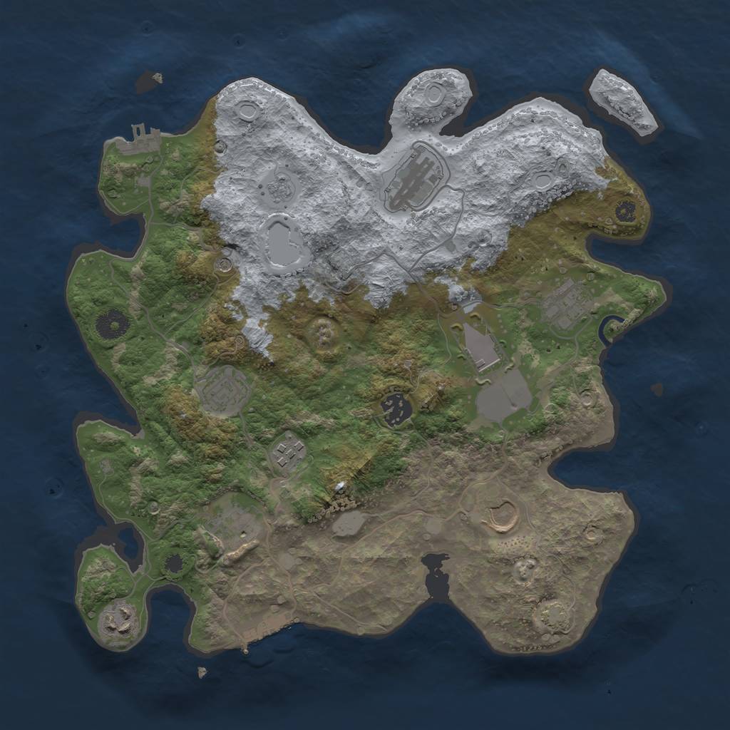 Rust Map: Procedural Map, Size: 3500, Seed: 69962969, 17 Monuments