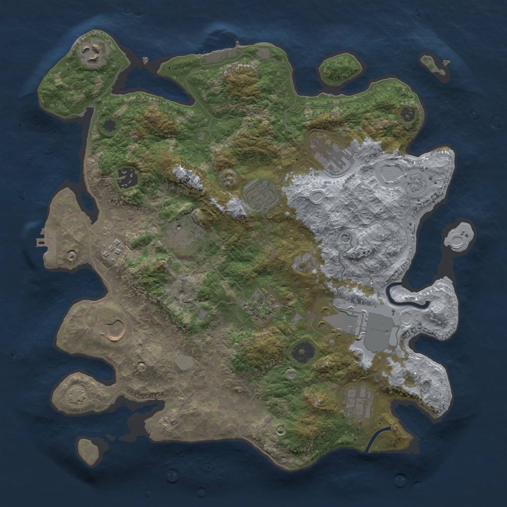 Rust Map: Procedural Map, Size: 3550, Seed: 48651164, 18 Monuments