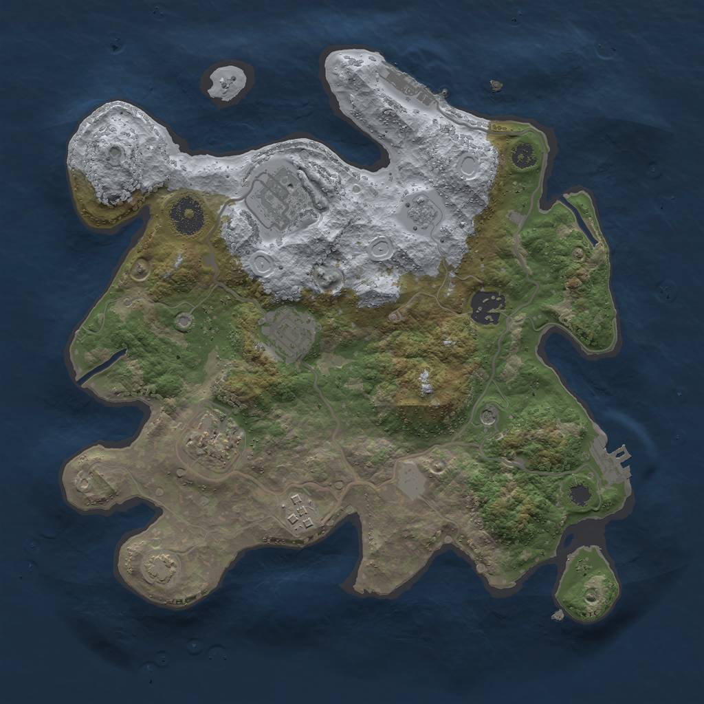 Rust Map: Procedural Map, Size: 3000, Seed: 1128472415, 13 Monuments