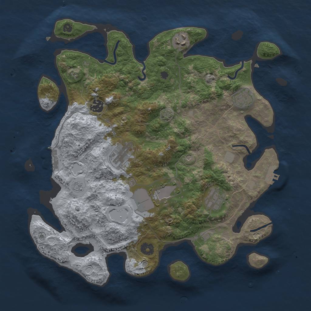 Rust Map: Procedural Map, Size: 3500, Seed: 546451964, 14 Monuments