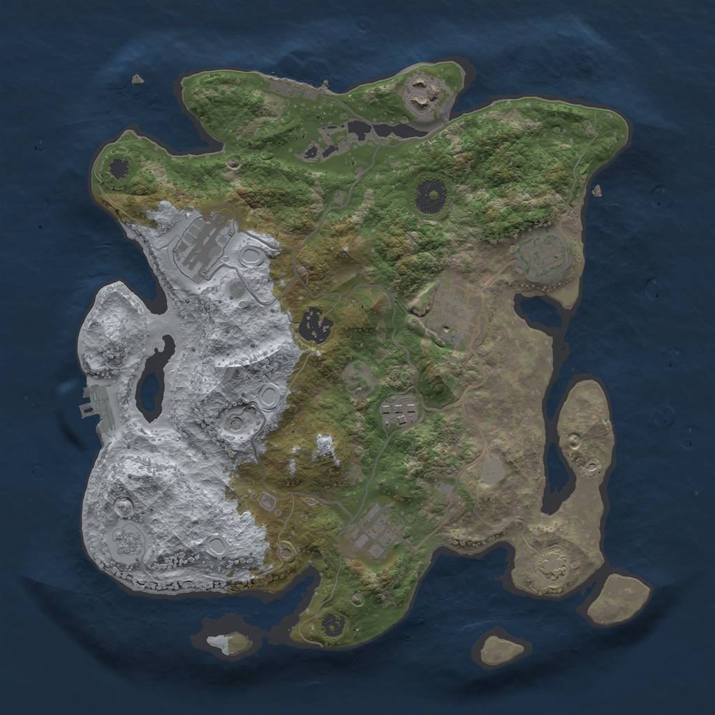 Rust Map: Procedural Map, Size: 3200, Seed: 970069601, 15 Monuments