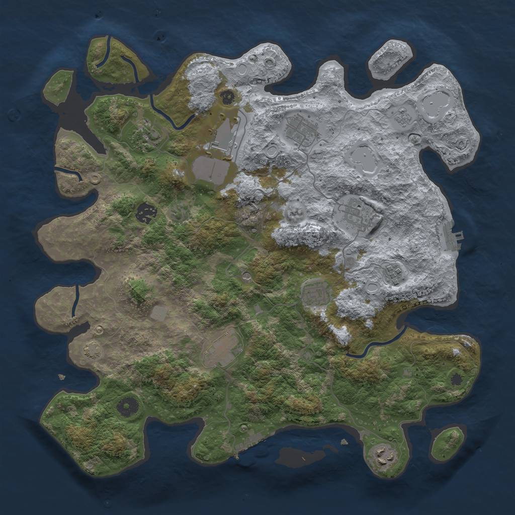 Rust Map: Procedural Map, Size: 3800, Seed: 66911456, 17 Monuments
