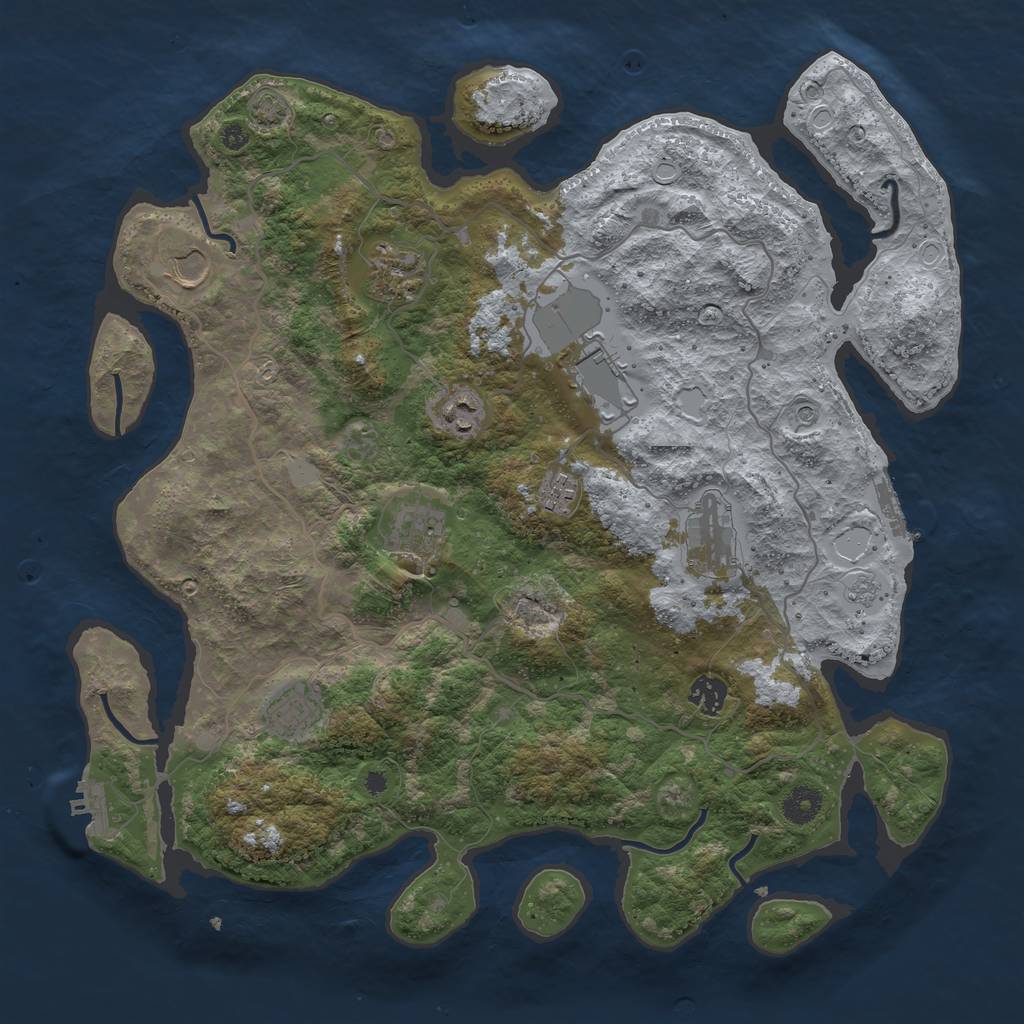 Rust Map: Procedural Map, Size: 4000, Seed: 94772969, 17 Monuments