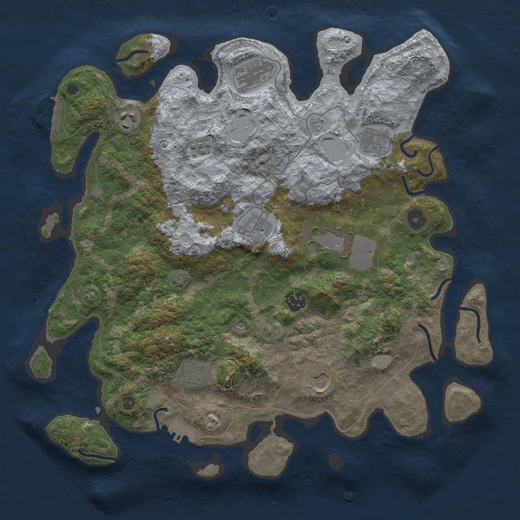 Rust Map: Procedural Map, Size: 4000, Seed: 563117558, 17 Monuments