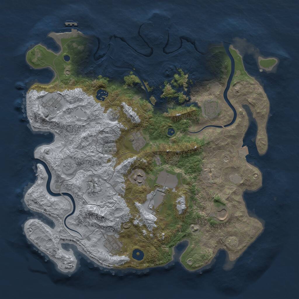 Rust Map: Procedural Map, Size: 3850, Seed: 3241981, 16 Monuments