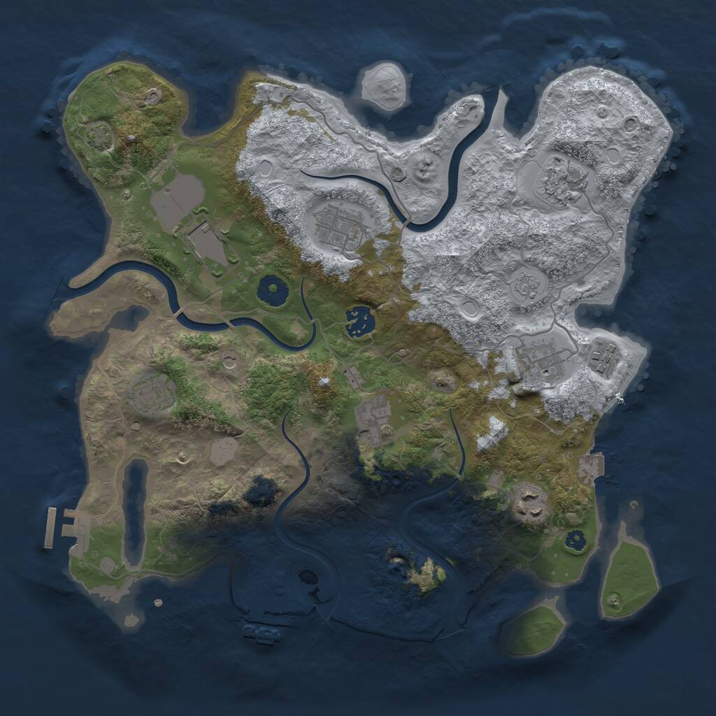 Rust Map: Procedural Map, Size: 3500, Seed: 13611659, 15 Monuments