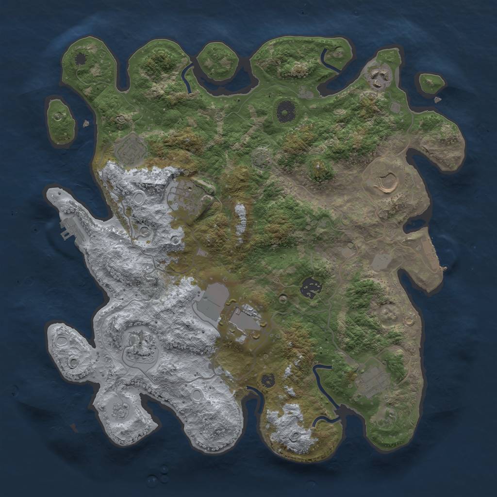 Rust Map: Procedural Map, Size: 3650, Seed: 38721364, 16 Monuments
