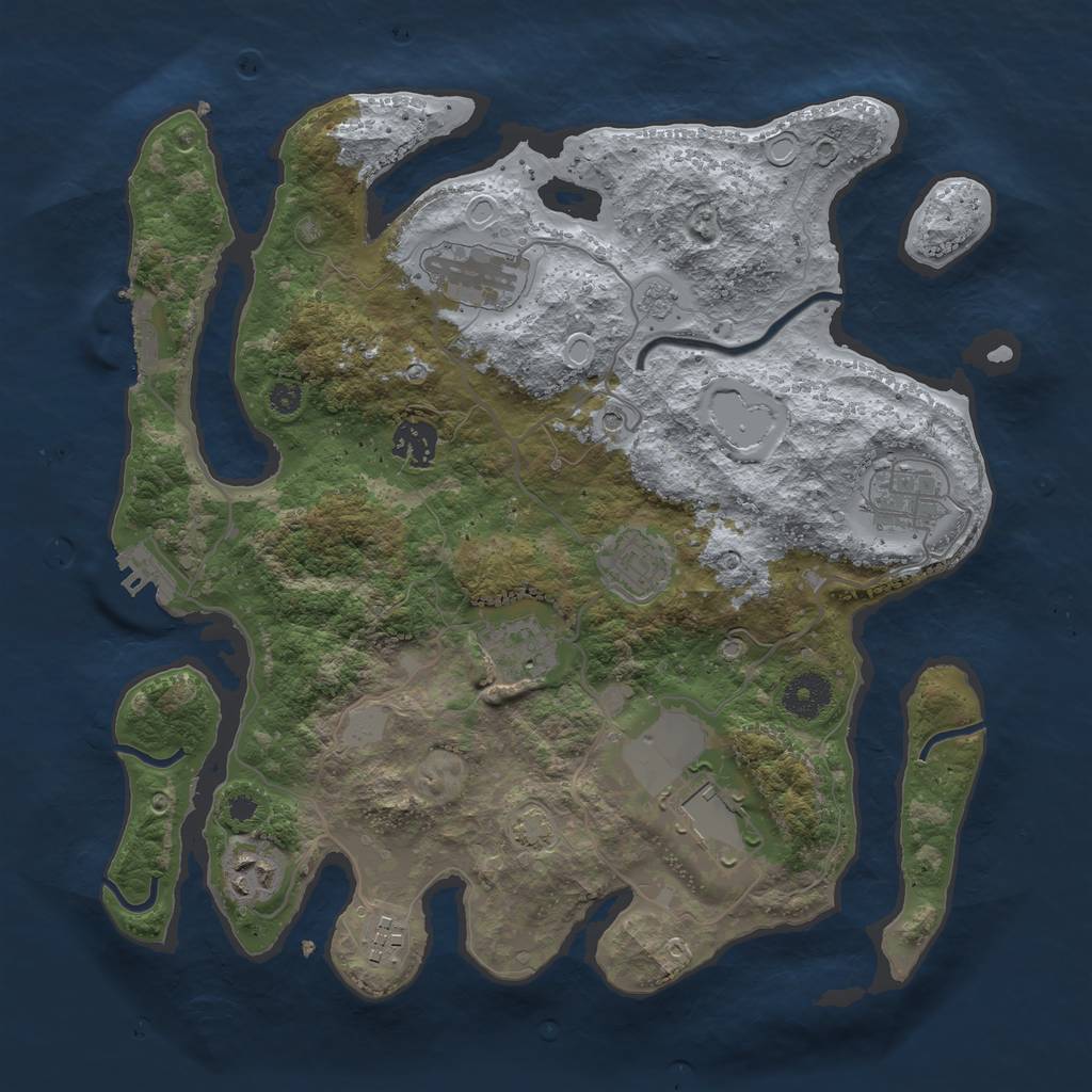 Rust Map: Procedural Map, Size: 3500, Seed: 521816102, 16 Monuments