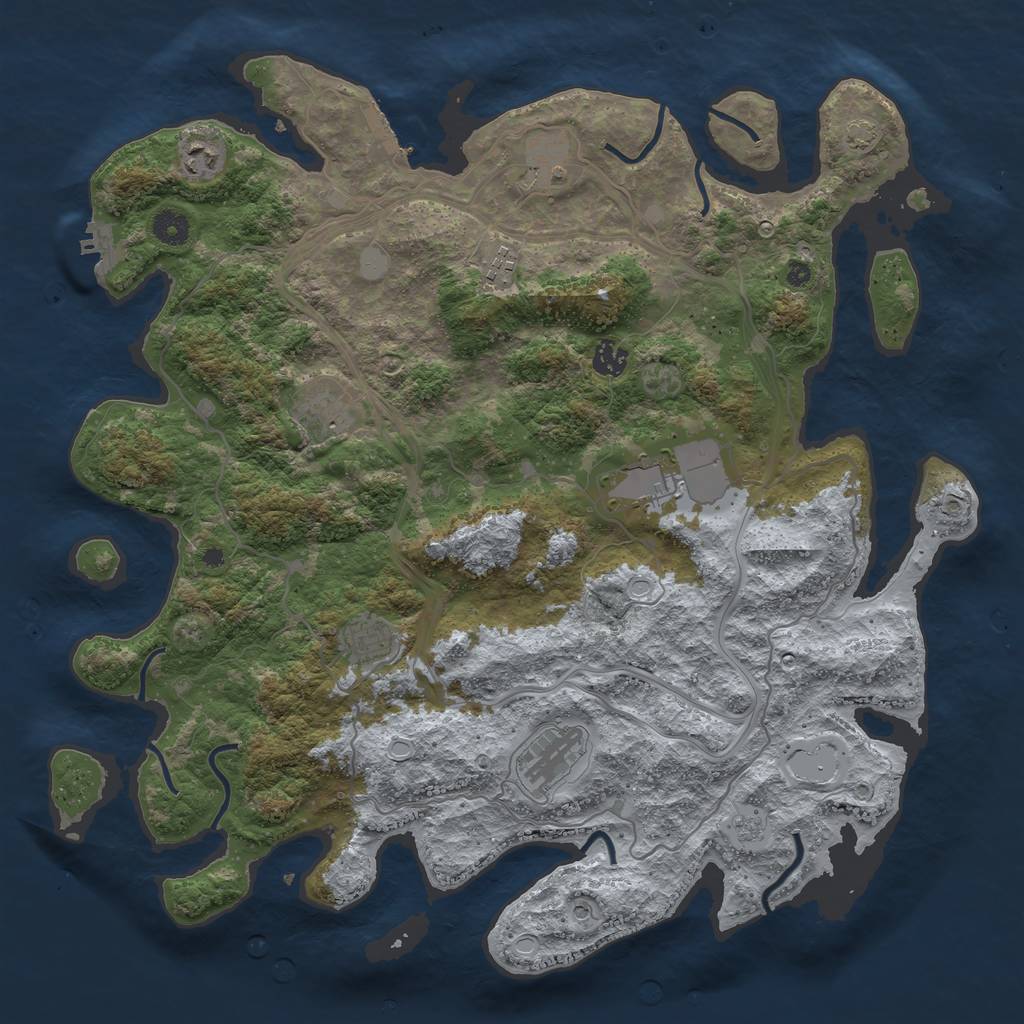Rust Map: Procedural Map, Size: 4250, Seed: 77606424, 16 Monuments