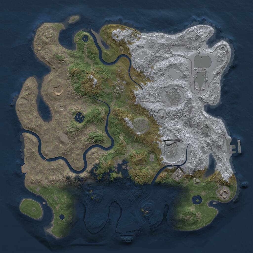 Rust Map: Procedural Map, Size: 3850, Seed: 31047010, 16 Monuments