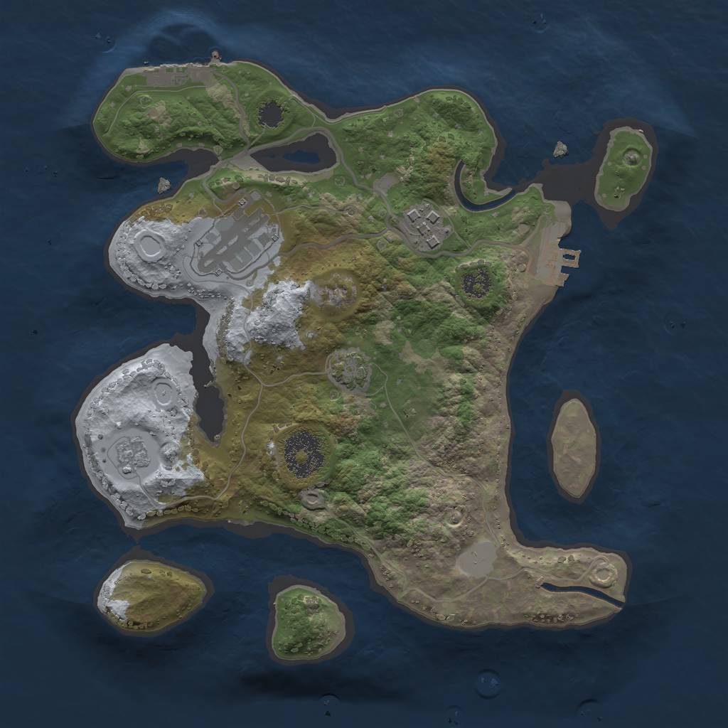 Rust Map: Procedural Map, Size: 2500, Seed: 238287631, 9 Monuments