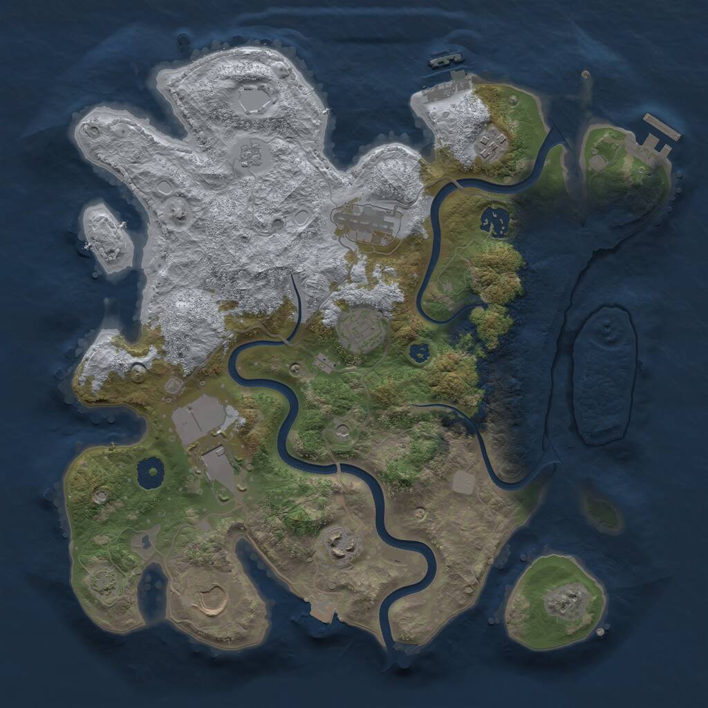 Rust Map: Procedural Map, Size: 3500, Seed: 7477634, 13 Monuments