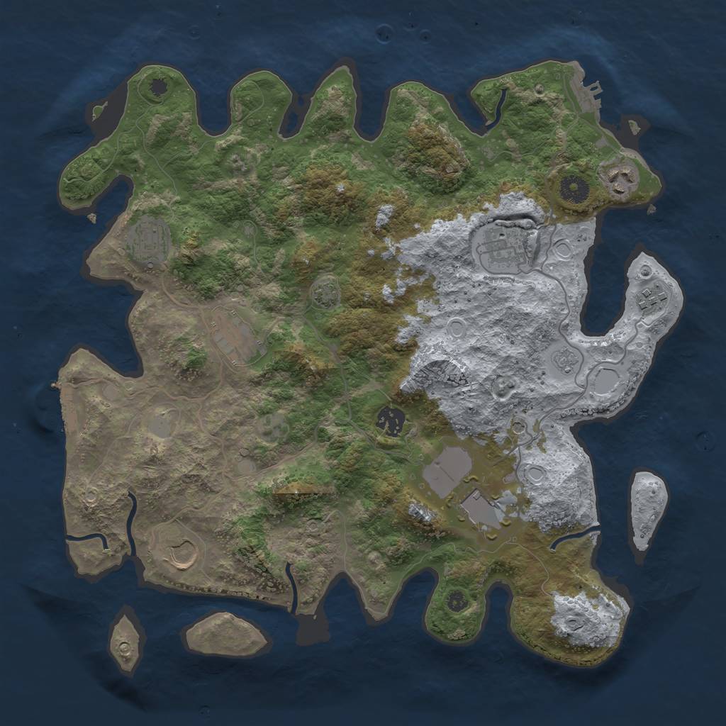 Rust Map: Procedural Map, Size: 3750, Seed: 65022850, 16 Monuments