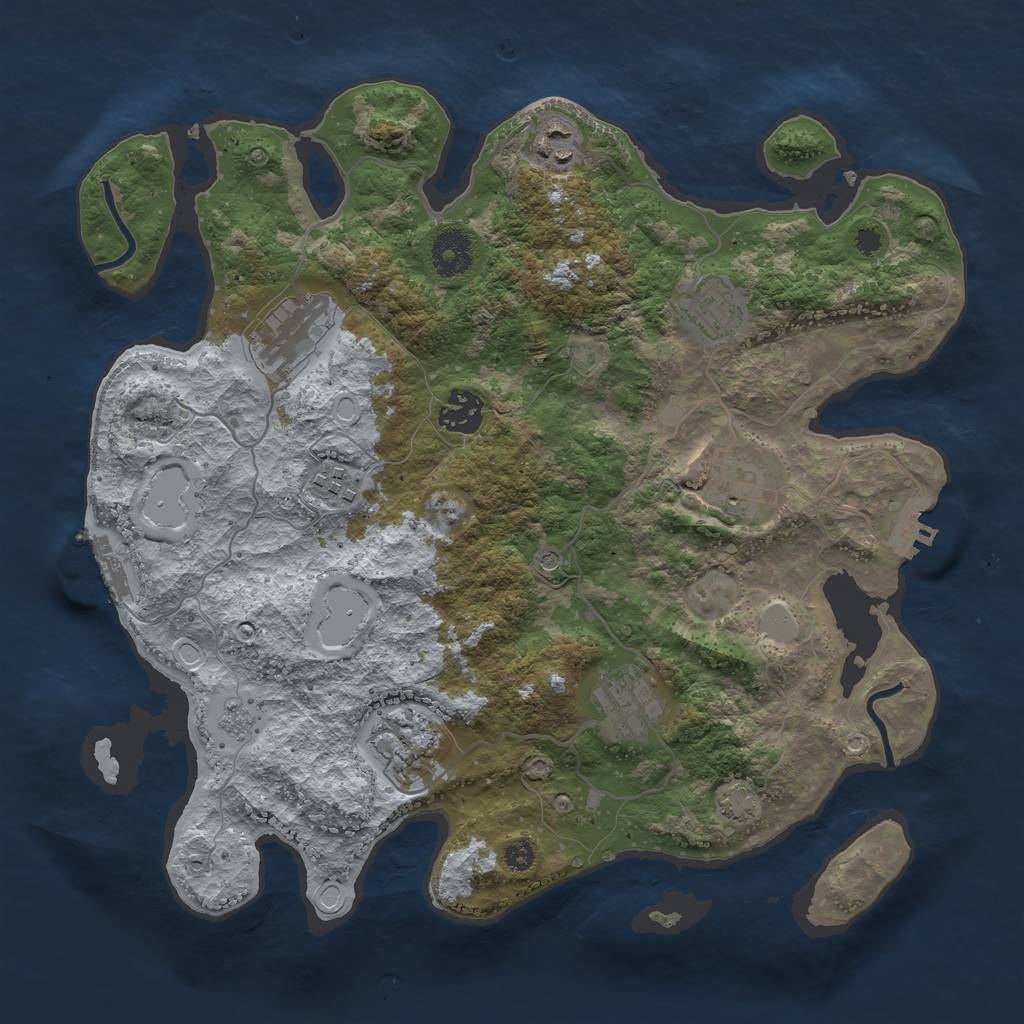 Rust Map: Procedural Map, Size: 3450, Seed: 1562034, 16 Monuments