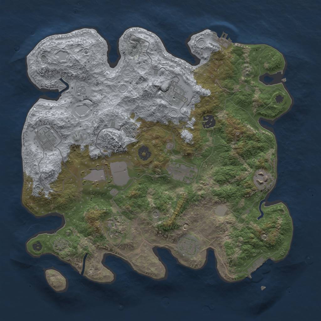 Rust Map: Procedural Map, Size: 3500, Seed: 73500848, 17 Monuments