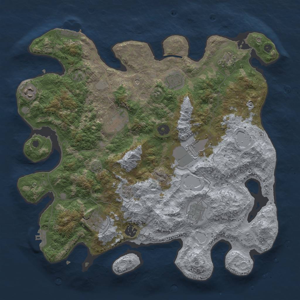 Rust Map: Procedural Map, Size: 3850, Seed: 965877, 17 Monuments