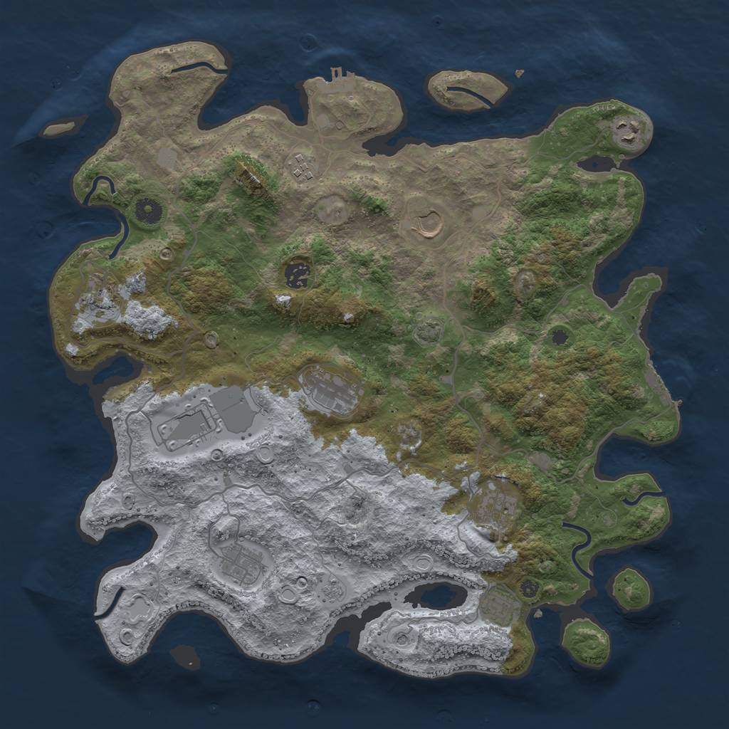 Rust Map: Procedural Map, Size: 4100, Seed: 35824, 18 Monuments